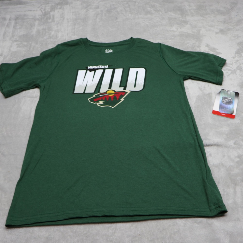 Minnesota Wild Shirt Youth Large 14/16 NHL Green Graphic Tee Hockey $22 NEW